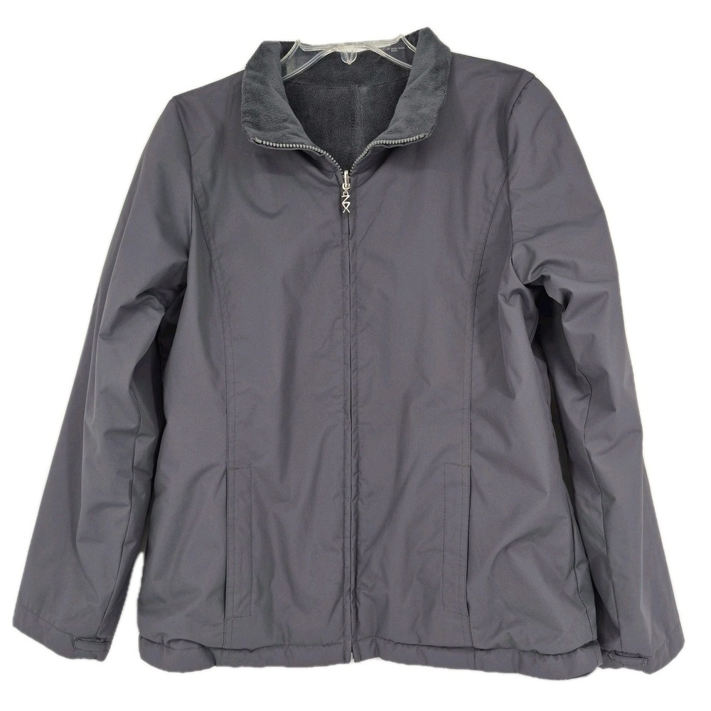 Zero Xposur Women's Reversible Jacket Gray Lined Full Zip Wind Water Resistant M